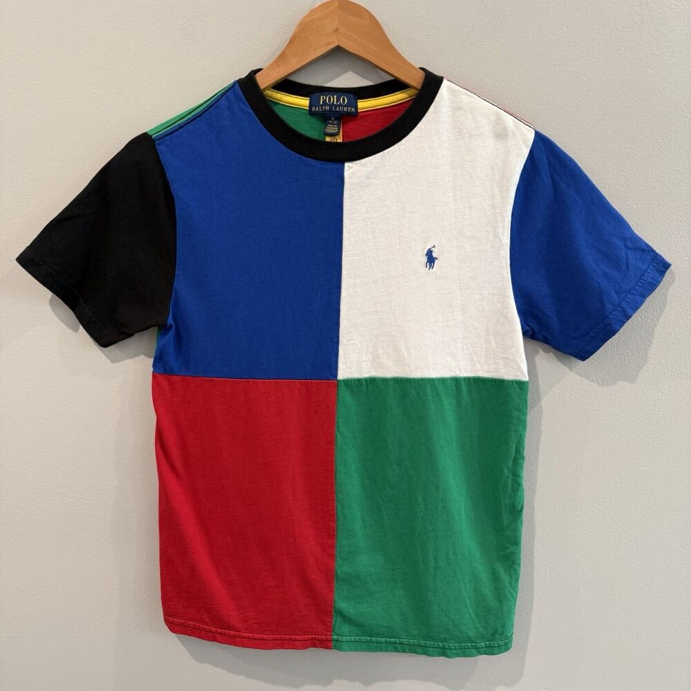 Polo Ralph Lauren Colorblock Cotton T Shirt Medium 10-12 Kids Boys Tee School